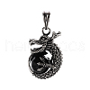 Stylish Retro 304 Stainless Steel Agate Dragon Pendants STAS-F011-37A-1