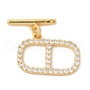 Brass Micro Pave Clear Cubic Zirconia Toggle Clasps KK-N254-74G-3