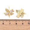 Brass Micro Pave Cubic Zirconia Shell Stud Earrings Findings KK-D363-04G-3