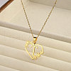 201 Stainless Steel Flower Heart Initial Pendant Necklaces for Women FS-WG08285-18-1