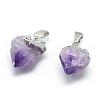 Electroplated Natural Amethyst Pendants G-Q481-19P-1