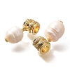 Rack Plating Brass Clear Cubic Zirconia and ABS Imitation Pearl Pendants KK-M298-04G-2
