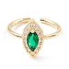 Green Cubic Zirconia Horse Eye Cuff Ring KK-D067-36G-RS-2