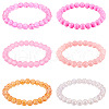 6Pcs 6 Styles 8mm Glass Round Beaded Stretch Bracelet Sets BJEW-TAC0023-12