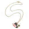 Halloween Theme Alloy Enamel Cat Pendant Necklace with 304 Stainless Steel Cable Chains NJEW-JN04371-2
