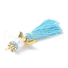 Glass Pearl Round Beaded with Polycotton Tassel Big Pendants PALLOY-MZ00611-05-3