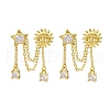Brass Micro Pave Clear Cubic Zirconia Stud Earrings EJEW-H158-24G-4