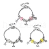 3Pcs 3 Colors Brass European Beads Charm Bracelet Sets BJEW-JB11586-2