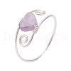 7Pcs Copper Wired Wrapped Natural Sodalite & Rose Quartz & Quartz Crystal & Indian Agate & Amethyst & Green Aventurine & Red Jasper Rings RJEW-JR00860-3