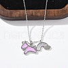 304 Stainless Steel Pearl Pink Enamel & Natural White Shell Pendant Unicorn Rainbow Pendant Necklaces for Women NJEW-M101-02P-3