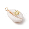 Copper Wire Wrapped Natural Cowrie Shell Pendants PALLOY-JF03554-05-3