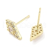 Brass Micro Pave Clear Cubic Zirconia Studs Earring EJEW-S217-G15-2
