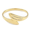 304 Stainless Steel Rhinestone Leaf Hinged Bangles for Women BJEW-C071-13G-01-2