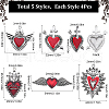 SUNNYCLUE 20Pcs 5 Styles Gothic Style Heart Alloy Red Enamel Pendant Sets FIND-SC0007-93-2