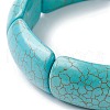 Dyed Synthetic Turquoise Rectangle Beaded Stretch Bracelets BJEW-P299-01A-01-2