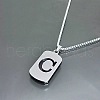 Rectangle with Laser Cut Letter 201 Stainless Steel Initial Pendant Necklaces WGA5E8C-03-1