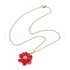 Flower Handmade Glass Seed Beaded Pendant Necklaces NJEW-MZ00096-06-4
