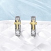 Brass Micro Pave Clear Cubic Zirconia Hoop Earrings EJEW-H158-20C-GP-2