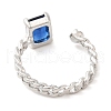 Brass with Cubic Zirconia Open Cuff Ring Components KK-E055-01P-01-3