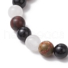 Natural Black Onyx & White Jade & Picasso Stone Round Beaded Stretch Bracelets for Men Women BJEW-JB11952-4