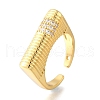 Brass Micro Pave Cubic Zirconia Adjustable Open Cuff Rings for Women RJEW-K292-10G-4