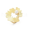 Brass with ABS Plastic Pearl Cuff Rings for Women RJEW-M075-01G-2