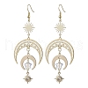 Moon & Sun Brass Dangle Earrings EJEW-TA00407-1