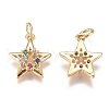 Brass Micro Pave Cubic Zirconia Pendants X-ZIRC-G168-49G-2