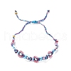 Flower Glass Seed Beaded Braided Bead Bracelets for Women Frineds BJEW-F493-10B-2