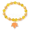 5Pcs 5 Styls Autumn Acrylic & Polymer Clay & Plastic Round Beaded Stretch Bracelet Sets BJEW-JB10972-3