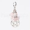 Natural Rose Quartz Chips Pendants HJEW-JM00260-01-1