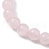 Natural Rose Quartz Round Beaded Stretch Bracelets BJEW-JB09898-02-3