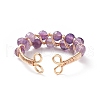 Round Gemstone Braided Open Cuff Ring RJEW-JR00508-7