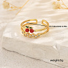 Fruit Themes Brass Pave Cubic Zirconia Cuff Open Rings for Women FC9265-8-2