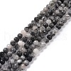 Natural Tourmalinated Quartz/Black Rutilated Quartz Beads Strands G-D463-01-1