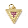 Rack Plating Brass Micro Pave Cubic Zirconia Pendants KK-P241-21G-2
