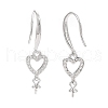 Rhodium Plated 925 Sterling Silver Earring Hooks STER-D035-30P-2