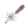 5Pcs Copper Wire Wrapped Natural Lapis Lazuli & Quartz Crystal & Rose Quartz & Green Aventurine & Amethyst Big Pendants PALLOY-JF03640-5