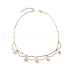Shell Pearl & Acrylic Flower Bib Pendant Necklaces NJEW-TA00169-4
