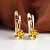 Rhombus Brass Micro Pave Cubic Zirconia Hoop Earrings WGBCF32-10-1