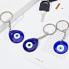 24Pcs 2 Styles Handmade Lampwork Teardrop & Flat Round with Evil Eye Keychains KEYC-DR00001-5
