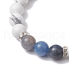Natural Howlite & Blue Aventurine(Dyed & Heated) Round Beaded Stretch Bracelets BJEW-TA00528-02-4