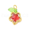 Glass Flower Pendants PALLOY-JF03865-01-2