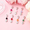 7Pcs Chakra Round Natural White Jade & Carnelian & Dyed Malaysia Jade & Black Onyx & Green Aventurine & Quartz Pendant Decorations HJEW-JM03192-1