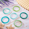 6Pcs 6 Styles 8mm Glass Round Beaded Stretch Bracelet Sets BJEW-TAC0025-6