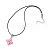 Dyed Synthetic Imperial Jasper & Glass Seed Beaded Star Pendant Black Waxed Cotton Cord Necklaces NJEW-MZ00109-04-4