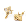 Brass Micro Pave Cubic Zirconia Shell Stud Earrings Findings KK-D363-03G-2