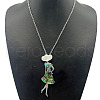 Alloy Pave Natural Paua Shell Woman Pendant Necklaces XH4699-2-1