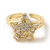 Rack Plating Brass Micro Pave Clear Cubic Zirconia Cuff Ring RJEW-P104-06G-2