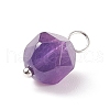 Faceted Natural Amethyst  Pendants PALLOY-JF01694-03-3